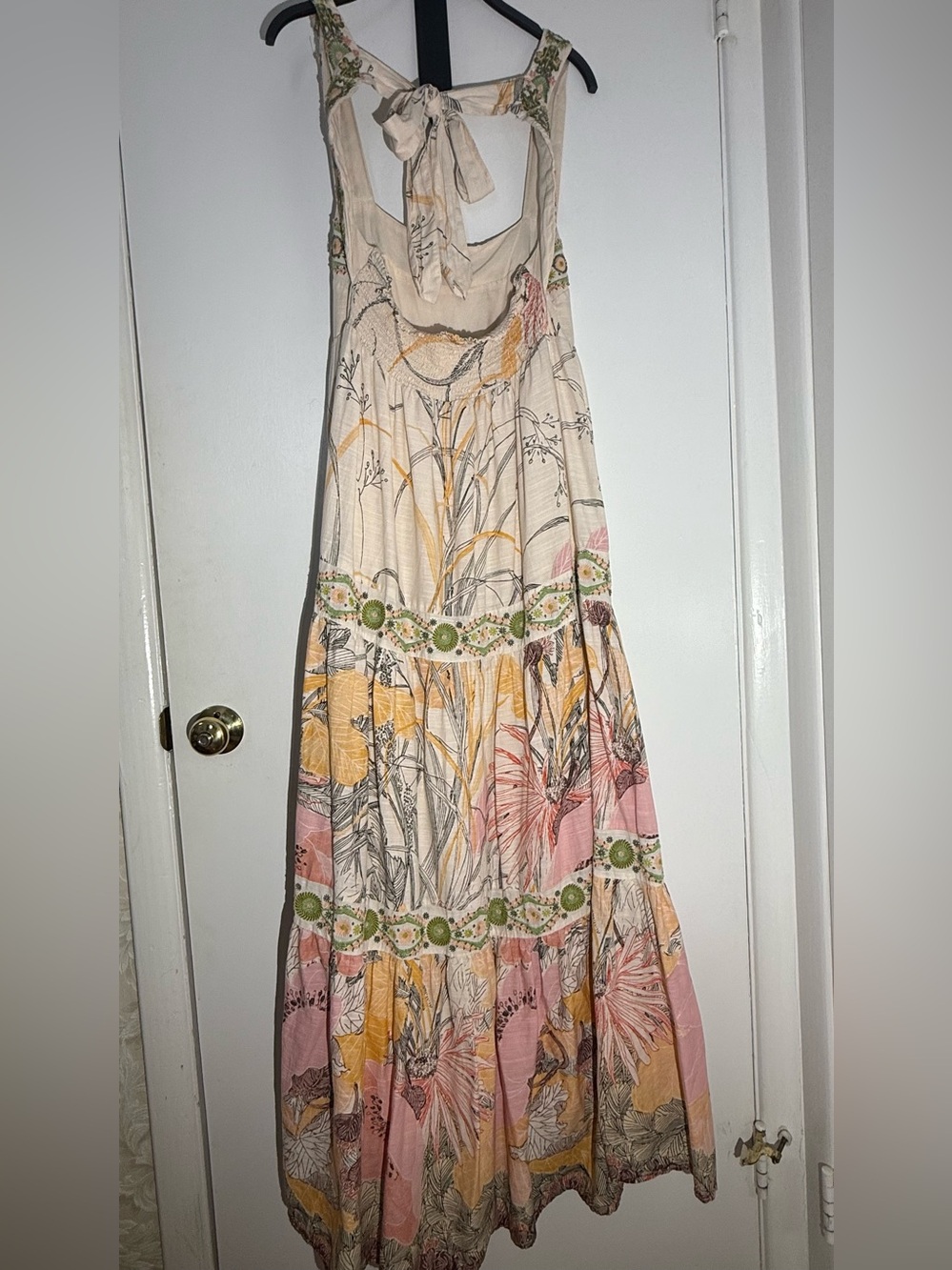 Anthropologie Floral Maxi Dress in Blush, Cream & Green Accents - Picture 3 of 12